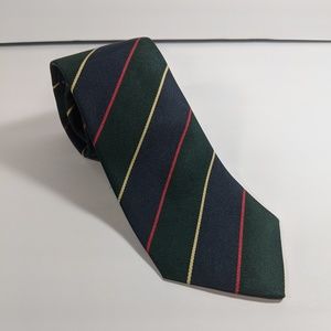 Lands' End Green, Navy Blue & Red Stripes Tie